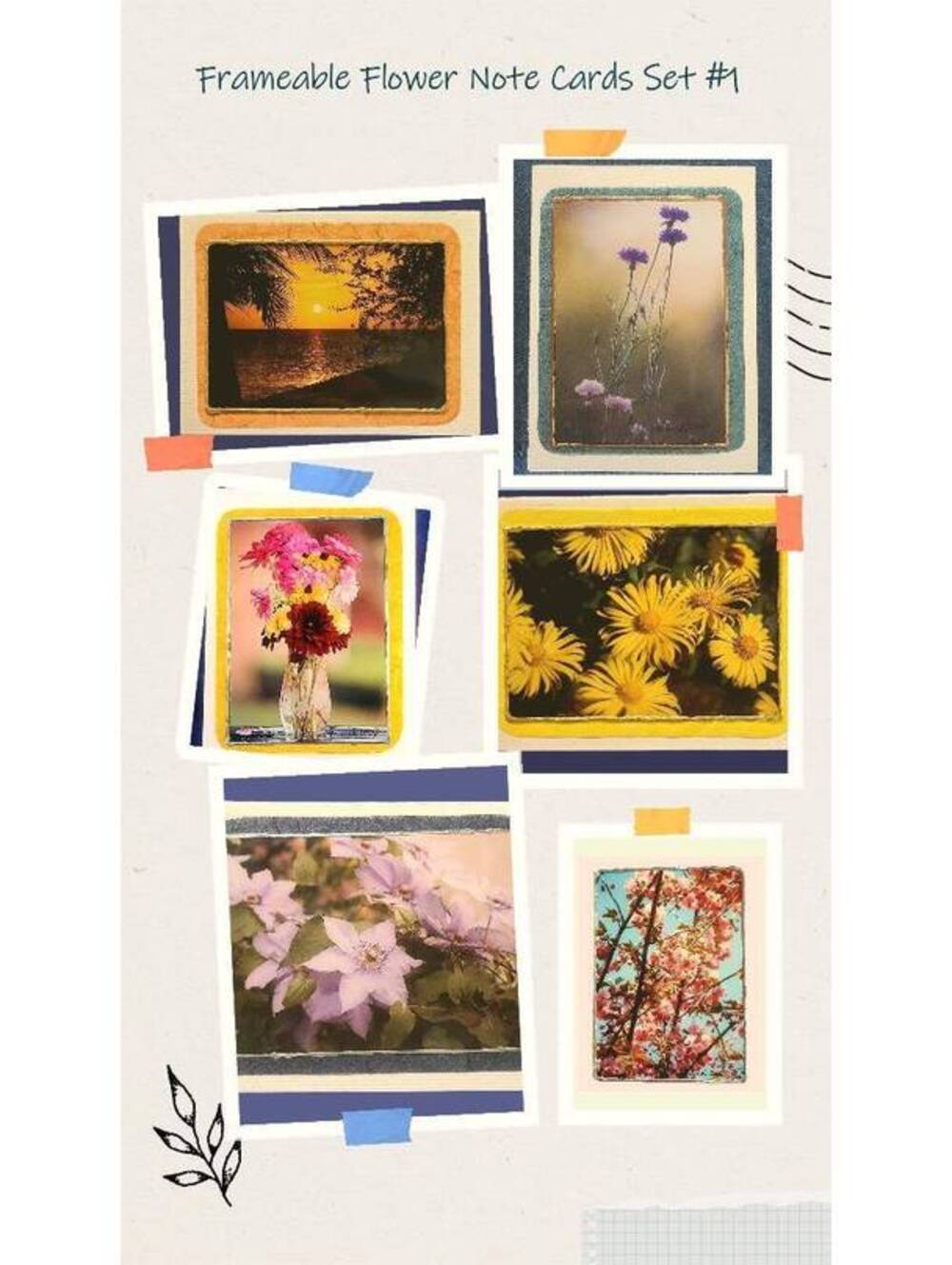 Frameable Flower Photo Note Cards: Wildflower, Cherry Blossom Set